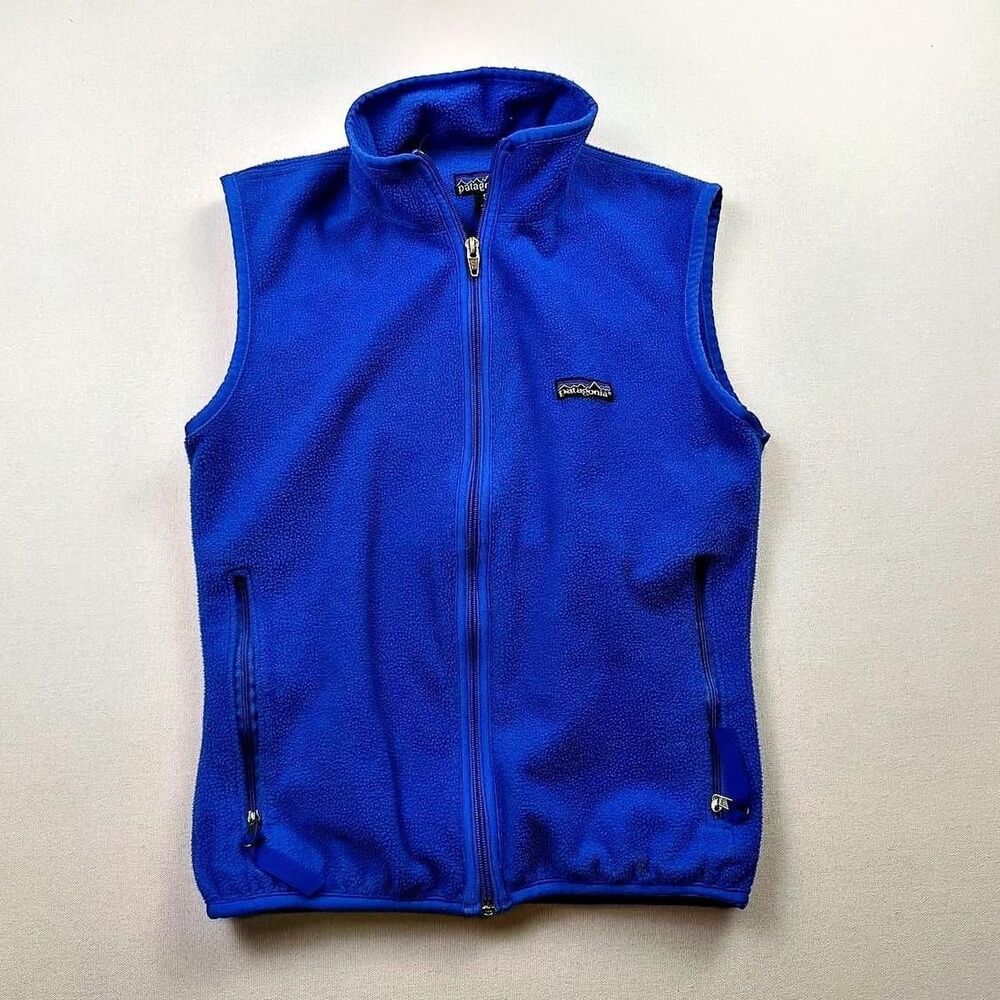 Vintage Patagonia Fleece Vest Blue 90s Made In USA Size Kids Small